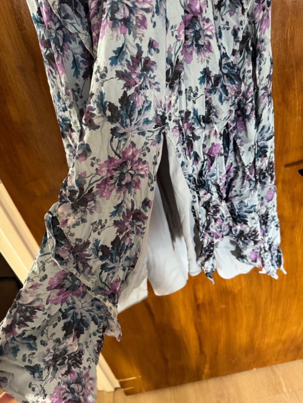 Sundance Blue Floral Dress – Size Small | High Neck Ruffle | Boho Romantic - Picture 4 of 9